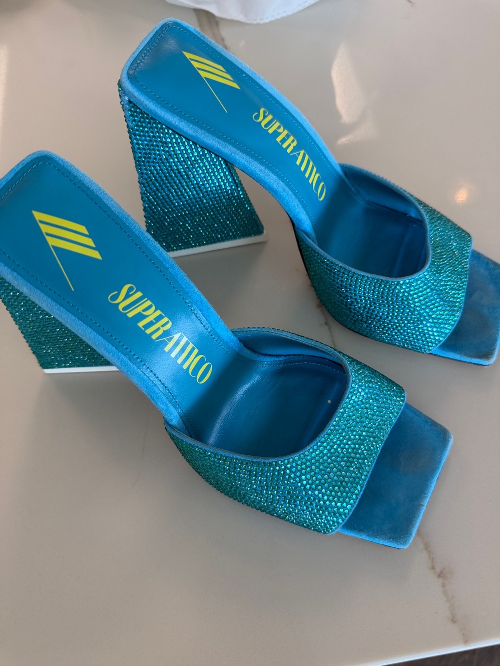 The Attico SUPER ATTICO blue embellished Devon Heel